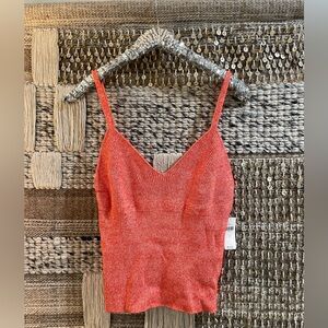 ❤️🩷 NWT Anthropologie Maeve coral red pink sweater tank sz L 🩷❤️